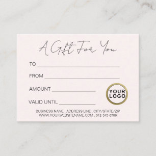 Logotyp Modern Minimalist Rosa Gift-certifikat Visitkort