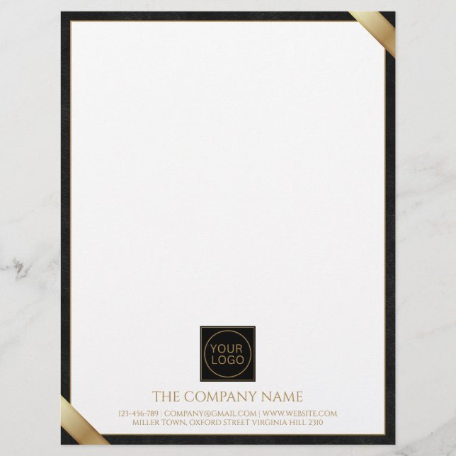 Logotyp Modern Navy Leather Letterhead Brevhuvud (Framsida)