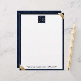 Logotyp Modern Navy Leather Letterhead Brevhuvud