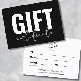 Logotyp Modern Script Business Gift Certificate Visitkort