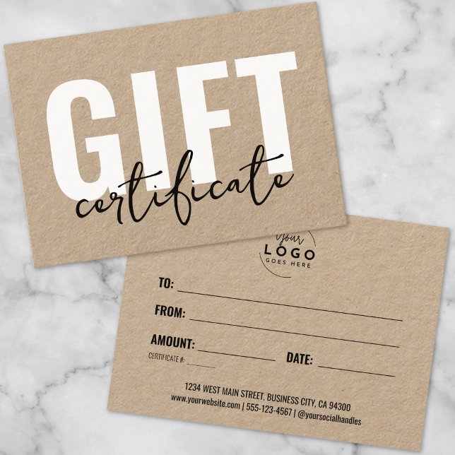 Logotyp Modern Script Business Gift Certificate Visitkort (Logo Modern Script Business Gift Certificate)