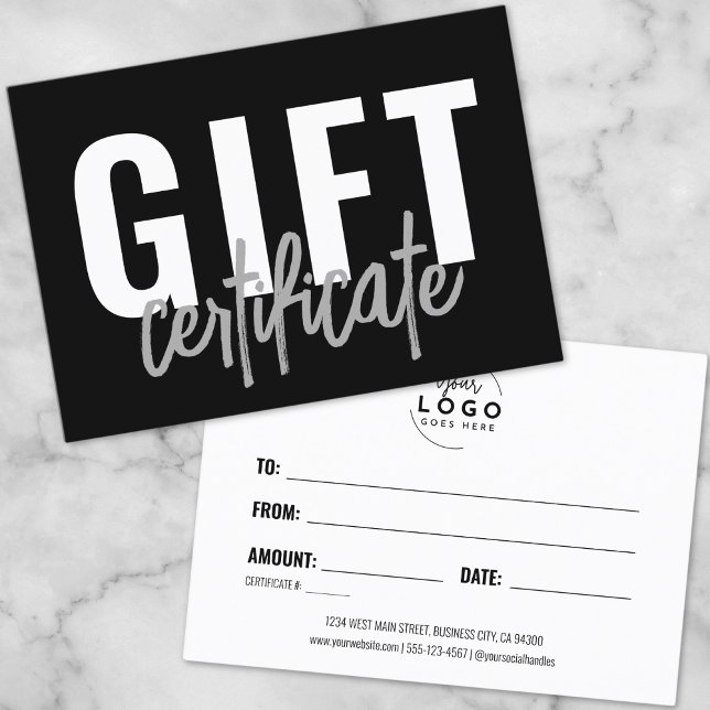 Logotyp Modernt manus Affärspresentcertifikat Visitkort (Logo Modern Script Business Gift Certificate)