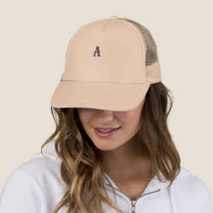 Logotyp Monogram A Initialbokstav tryckt Trucker H Keps