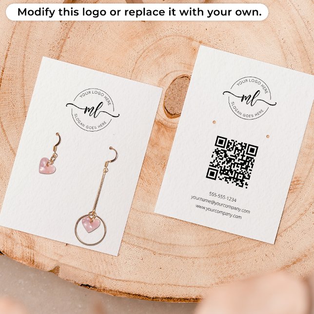Logotyp Monogram Qr Kod Örhänge Visningskort Visitkort (Skapare uppladdad)