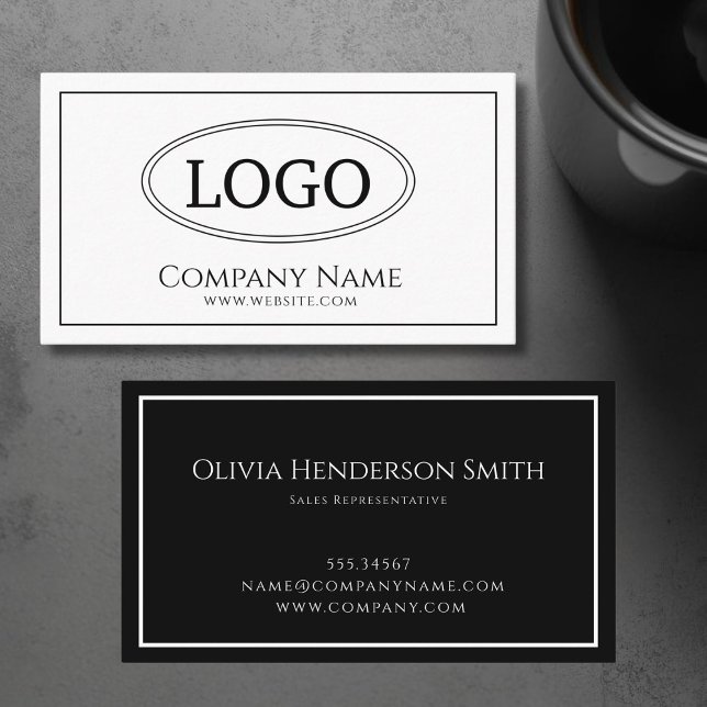 Logotyp - monomalistiskt vitt och svart visitkort (Logo Minimalistic White and Black Business Card)