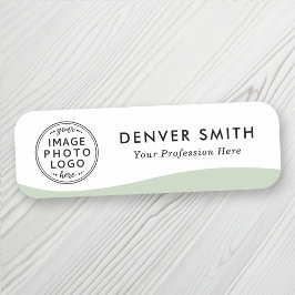 Logotyp namn, grönt för tidsljus, våg vit modern  namnbricka