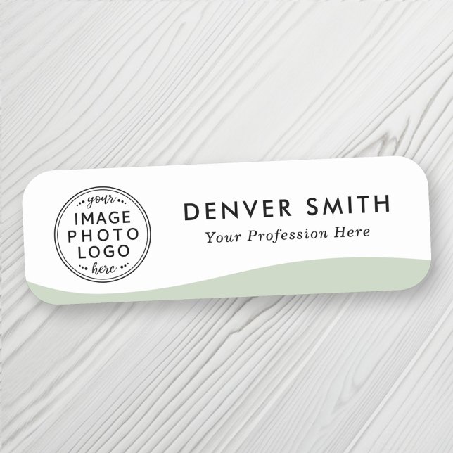 Logotyp namn, grönt för tidsljus, våg vit modern  namnbricka (Skapare uppladdad)