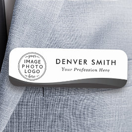 Logotyp namn rubrik svartvit färggradient för mörk namnbricka