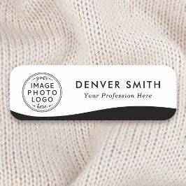 Logotyp namn titel svart våg vit modern namnbricka