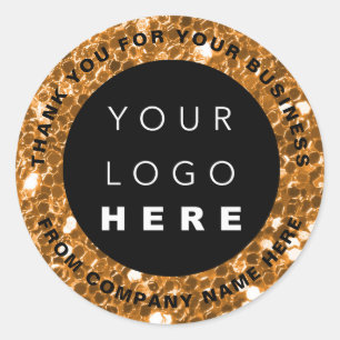 Logotyp Namn Webben Tack Coral Orange Shop Glitter Runt Klistermärke