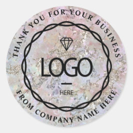 Logotyp Namn Webben - tack för Business Ro Grått Runt Klistermärke