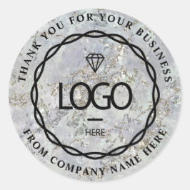 Logotyp Namn Webben - tack för Grått Silver Stroke Runt Klistermärke