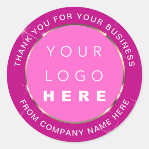 Logotyp Namn Webben Tack Guld Rosa Berry Runt Klistermärke