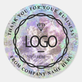 Logotyp Namn Webben Tack Namn Blue Violet Mint Runt Klistermärke