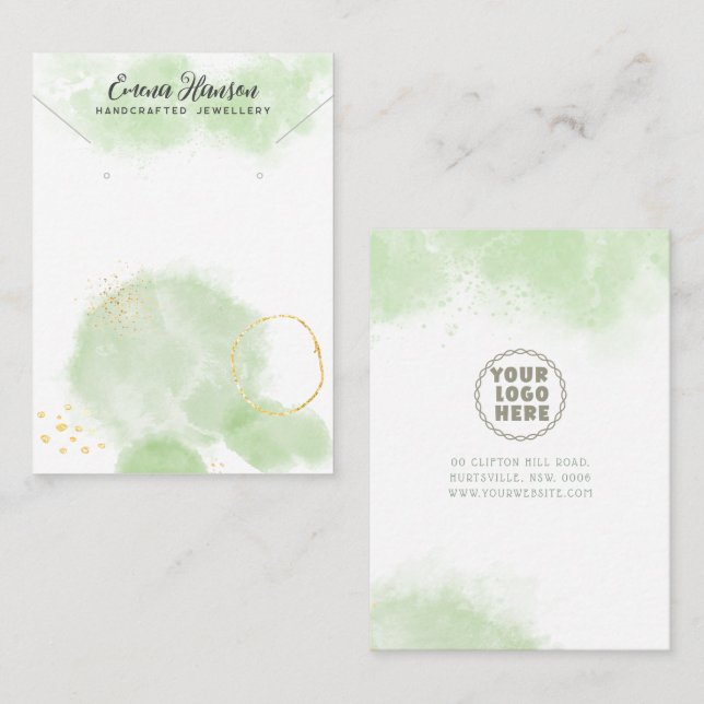 Logotyp Necklace Earrings Abstrakt guld Visning Ca Visitkort (Fram/baksida)