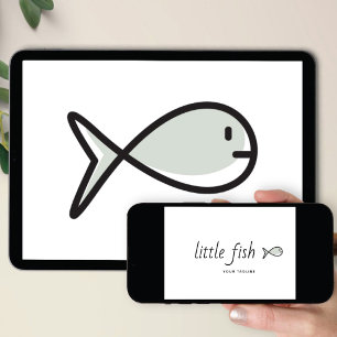 Logotyp Nedladdning Little Fish Handritad Varumä Inbjudningar