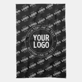 Logotyp och Anpassade text med Logotyp Mönster Kökshandduk