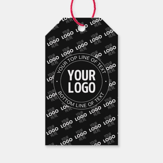 Logotyp och Anpassade text med Logotyp Mönster Presentetikett (Framsidan)