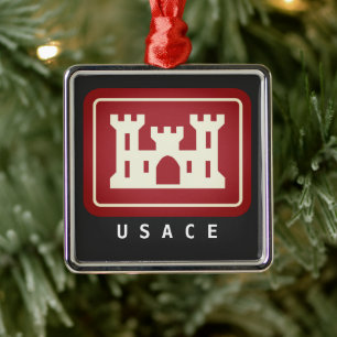 LOGOTYP och Anpassningsbar för USACE Julgransprydnad Metall