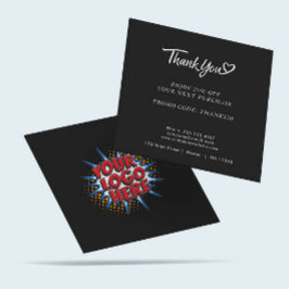 Logotyp och Anpassningsbar Rabattkod svart Fyrkantigt Visitkort