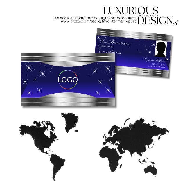 Logotyp och foto av artetiskt nattblått Himmel-blå Visitkort (Skapare uppladdad)