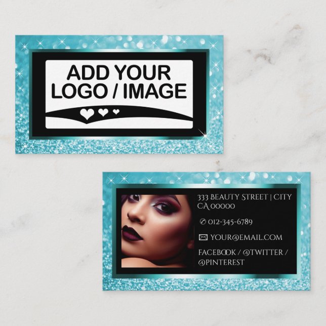 Logotyp och foto av lyxfisk och mousserande Glitte Visitkort (Fram/baksida)