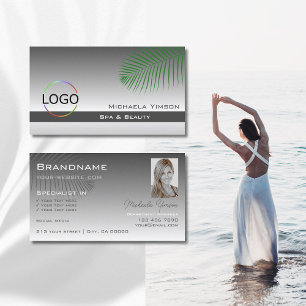 Logotyp och foto av silver Grått Gradient Handflat Visitkort