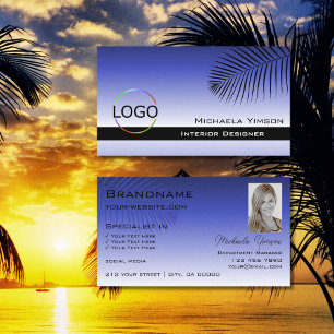 Logotyp och foto för elegant Blue Gradient Handfla Visitkort