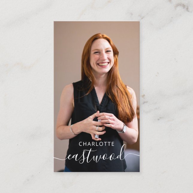 Logotyp och foto för Monogram för elegant-skriptca Visitkort (Framsida)