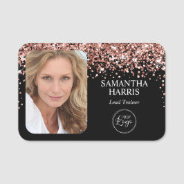 Logotyp och foto ro Guld och svart Glitter och fot Namnbricka