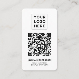 Logotyp och QR-kod Enkel svartvitt Visitkort