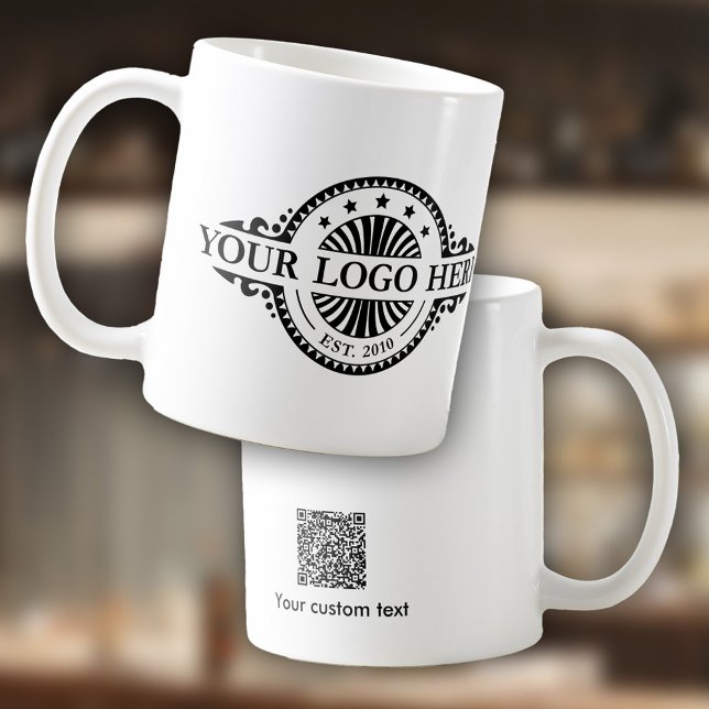 Logotyp och QR-kod - Marknadsföring Kaffemugg (Skapare uppladdad)