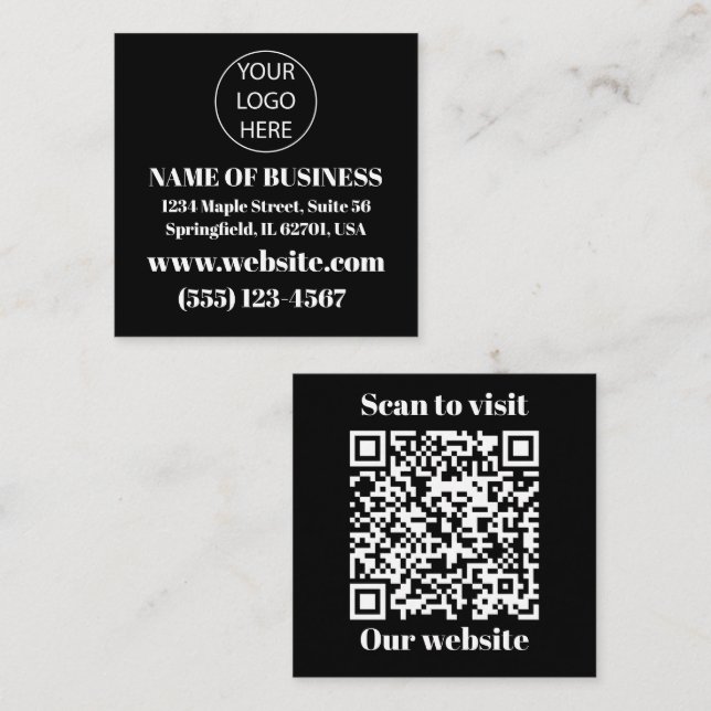 Logotyp och QR-kod visitkort (Fram/baksida)
