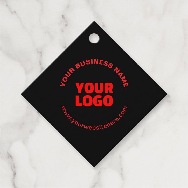 Logotyp och redigerbar cirkulär text, röd eller DI Gåvor Etiketter (Framsida)