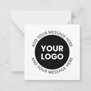 Logotyp och redigerbar text vit och svart anteckningskort