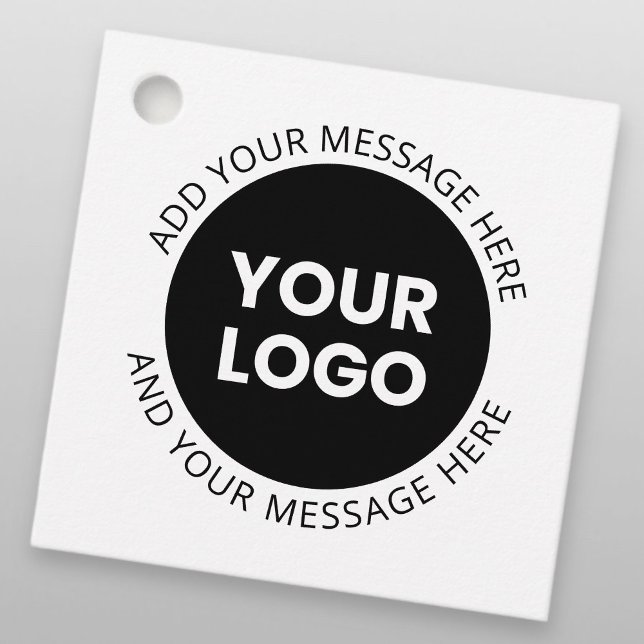 Logotyp och redigerbar text vit och svart gåvor etiketter (Skapare uppladdad)