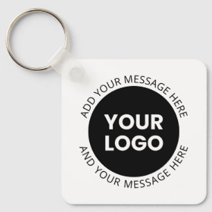 Logotyp och redigerbar text vit och svart nyckelring