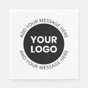 Logotyp och redigerbar text vit och svart pappersservett