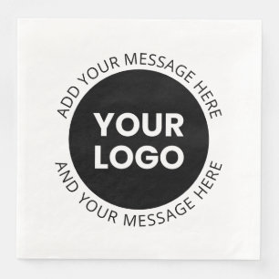 Logotyp och redigerbar text vit och svart pappersservett
