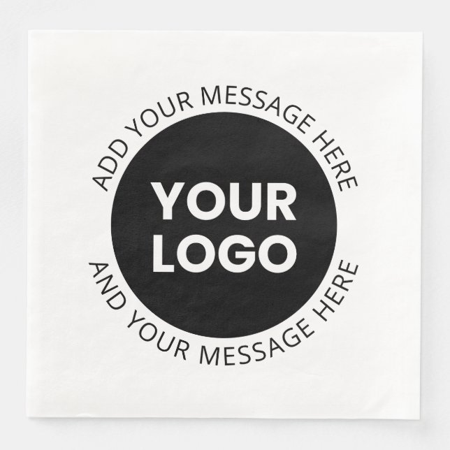 Logotyp och redigerbar text vit och svart pappersservett (Framsida)