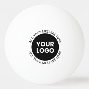 Logotyp och redigerbar text vit och svart pingisboll