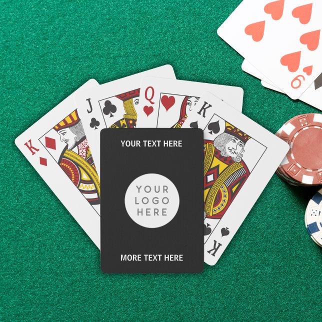 Logotyp och text för anpassningsbar casinokort (Custom Business Logo And Text Poker Cards)