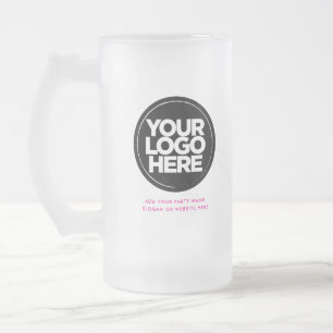 Logotyp och text frostat ölglas