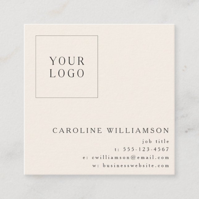 Logotyp om modern minimal kvadratisk Professionell Fyrkantigt Visitkort (Framsida)