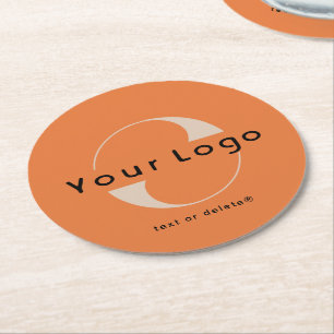 Logotyp om Orange + Svartvit företag Underlägg Papper Rund