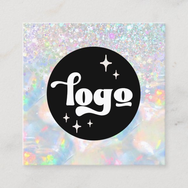 logotyp opal faux glitter fyrkantigt visitkort (Framsida)