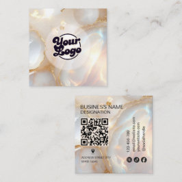 Logotyp Opal sten monogram Qr-kod Fyrkantigt Visitkort