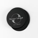 Logotyp på Black   White Text Company Business Underlägg Papper Rund<br><div class="desc">Hållbar och absorberande Logotyp Papper Underlägg med en enkel minimidesign som är tillgänglig i många färg för kostym din varumärke. Lägg till logotyp och text.</div>