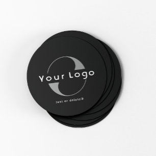 Logotyp på Black + White Text Company Business Underlägg Papper Rund