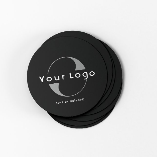 Logotyp på Black + White Text Company Business Underlägg Papper Rund (Skapare uppladdad)
